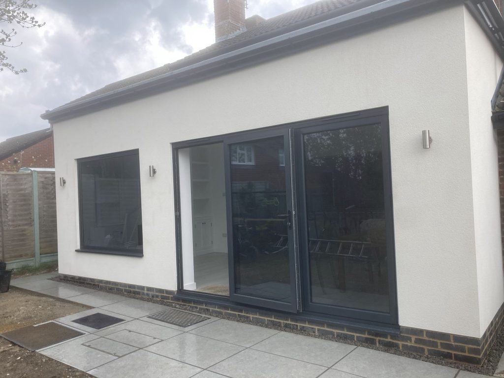 Completed single-storey rear extension by Winchester Builders